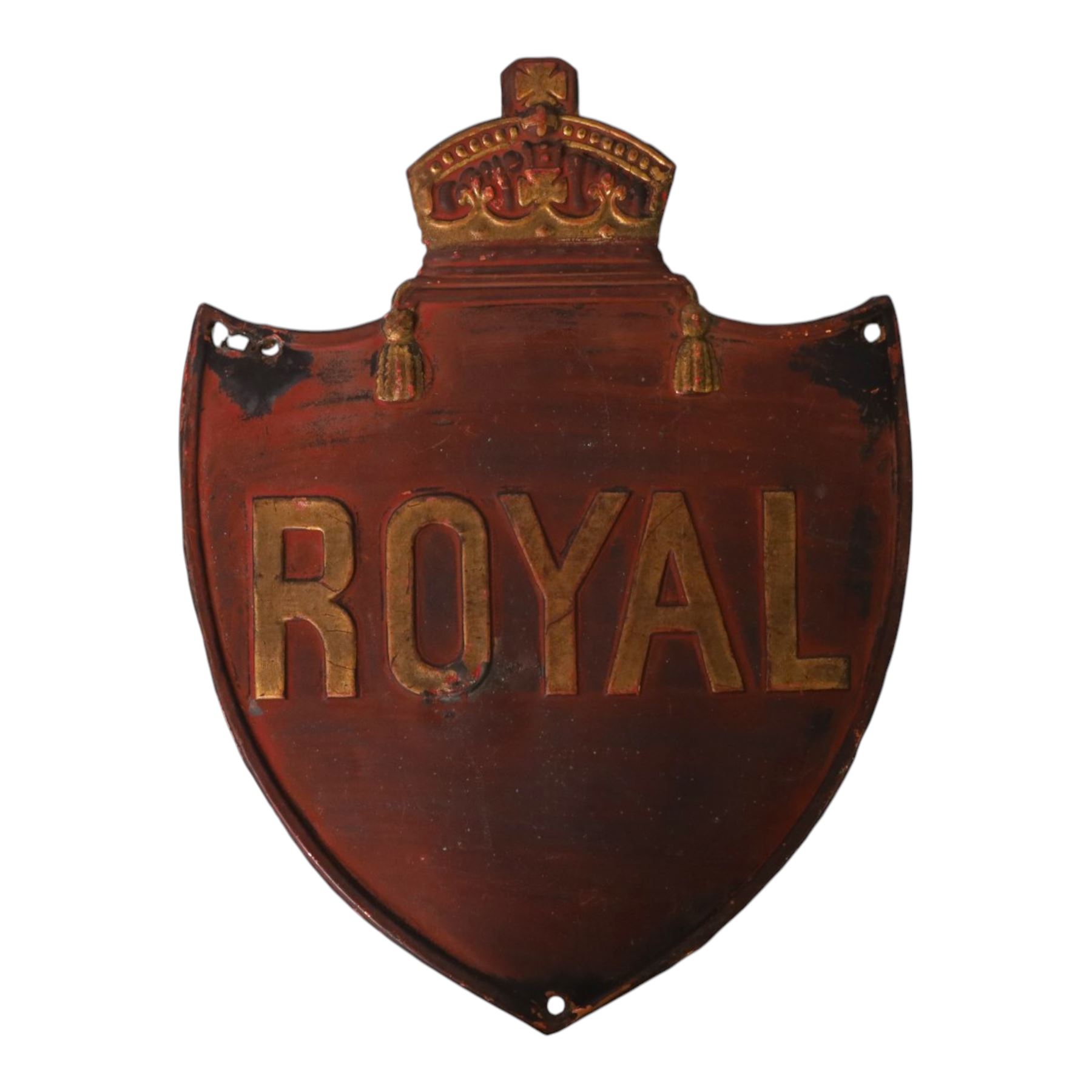 Eight 19th century tin fire insurance marks, comprising Phoenix Assurance Company Limited, Royal Insurance Company, Protector Fire Insurance Company, London Assurance Incorporated, County Fire Office, and District, Royal example H31cm