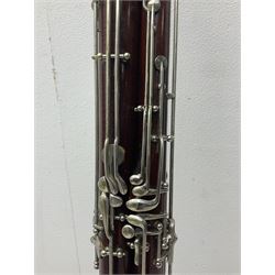 Schreiber & Sohne four-piece bassoon, serial no.9614; in fitted case with two crooks.