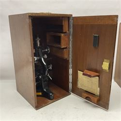 20th century W. Watson & Sons binocular microscope no 98191, in original box, together with W. Watson & Sons Kima microscope no 107846, in original box and Cooke Troughton & Simms binocular microscope no 467926