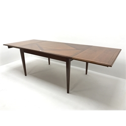 Grange cherry wood extending dining table, two leaves, square tapering supports, W271cm, H77cm, D105cm