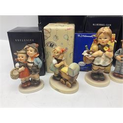 Ten Goebel Hummel figures, to include Morning Stroll, Apple Tree Girl, I brought you a gift, etc together with Enesco Mabel Lucie Atwell figure, ten with original boxes 