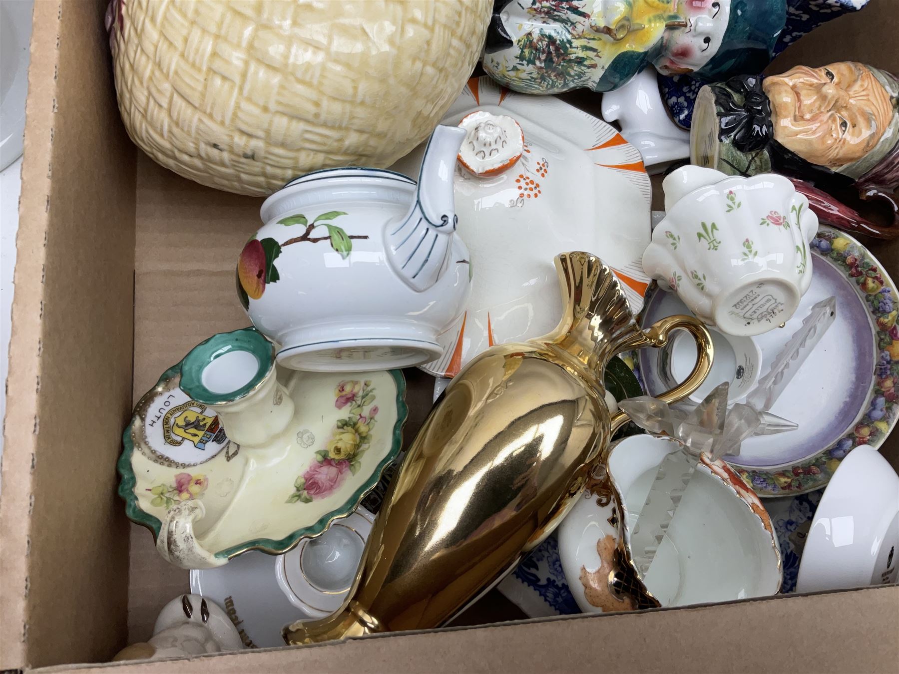 Collection of ceramics, to include Bretby Clanta Vase, Beswick Winnie the Pooh owl, Shelley teacup and saucer, Shelley Candlestick, Wedgewood vase etc, in two boxes