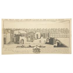Samuel Buck (British 1696-1779) and Nathaniel Buck (British 18th century): 'West View of Codenor Castle in the County of Derby' 'East View of Dale Abby near Derby' and 'South View of Halton Castle in the County of Chester', set three 18th/19th century prospect map engravings originally pub. 1727 max 26cm x 45cm (3)
Provenance: English Heritage
