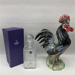 Nao figure of a lady '1042', commemorative Queen Victoria plate, pewter measures, Edinburgh crystal decanter with thistle decoration, Wood and Sons limited edition figure commemorating 150 years of the R.N.L.I numbered 321 of 5000 and a cockerel figure