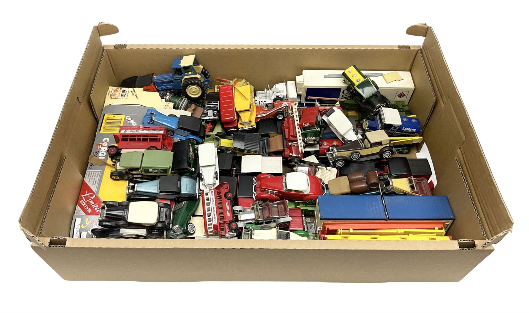 Over fifty modern die-cast models, predominantly Matchbox, including cars, promotional  and commercial vehicles; and a quantity of flat-packed model boxes