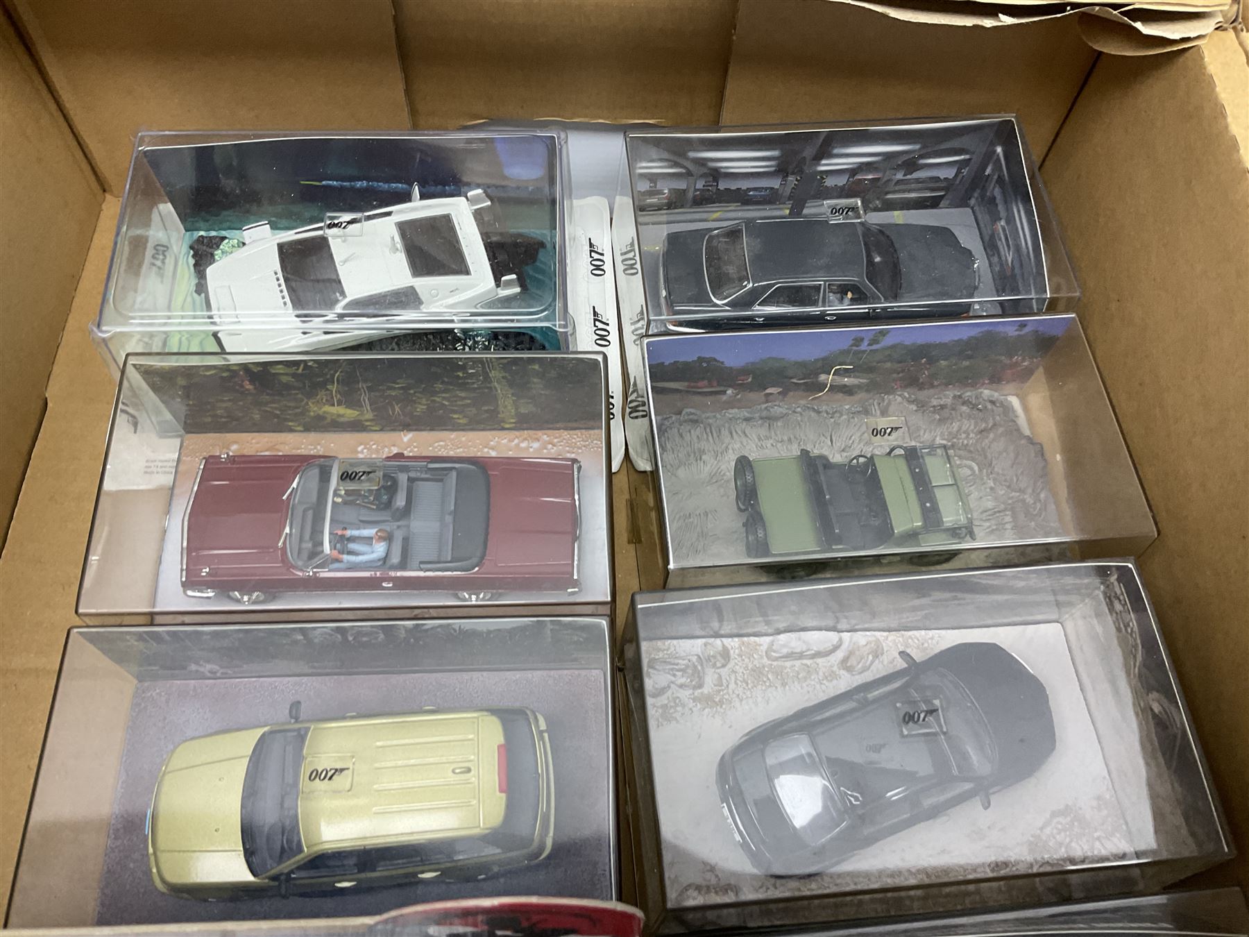 Two Toy State 007 large scale radio controlled cars - Aston Martin DB5 and Aston Martin DBS; eight other Toy State 007 James Bond vehicles; and ten other James Bond vehicles by Corgi and Fabbri; all boxed (20)