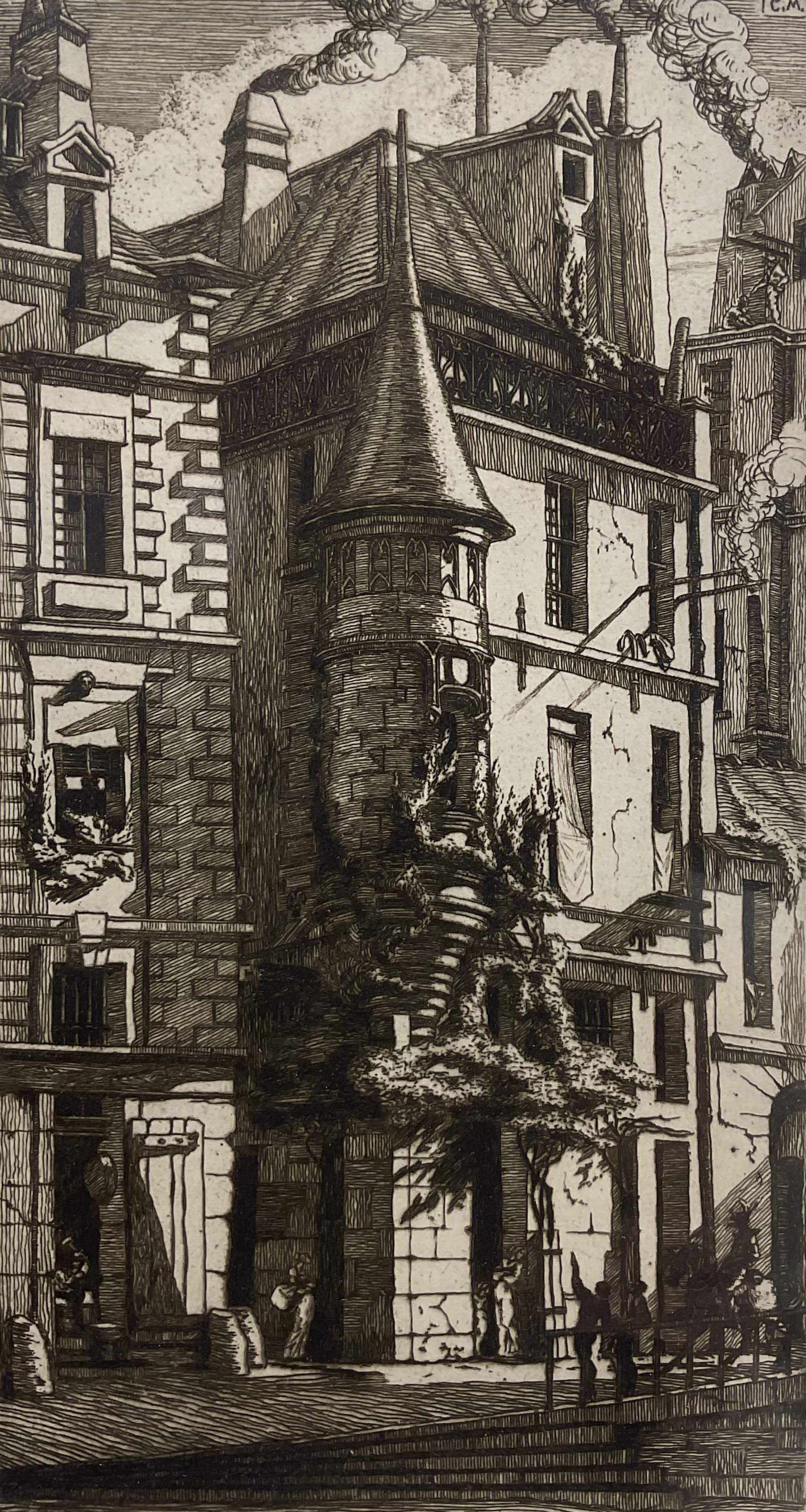 Charles Meryon (French 1821-1868): House with a Turret - 'Rue de la Tixéranderie, Paris', etching signed in the plate 24cm x 13cm 