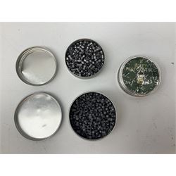 Webley Hurricane .22 air pistol with over lever action and thumb safety L27cm; Webley Premier .22 air pistol with over lever action No.816; part Diana model 2 air pistol; and quantity of .22 pellets in three tins