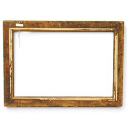 FRAMES - 20th century ornate gilt wood frame, featuring moulded flowers and foliage, aperture 77cm x 51cm, overall 95cm x 68cm