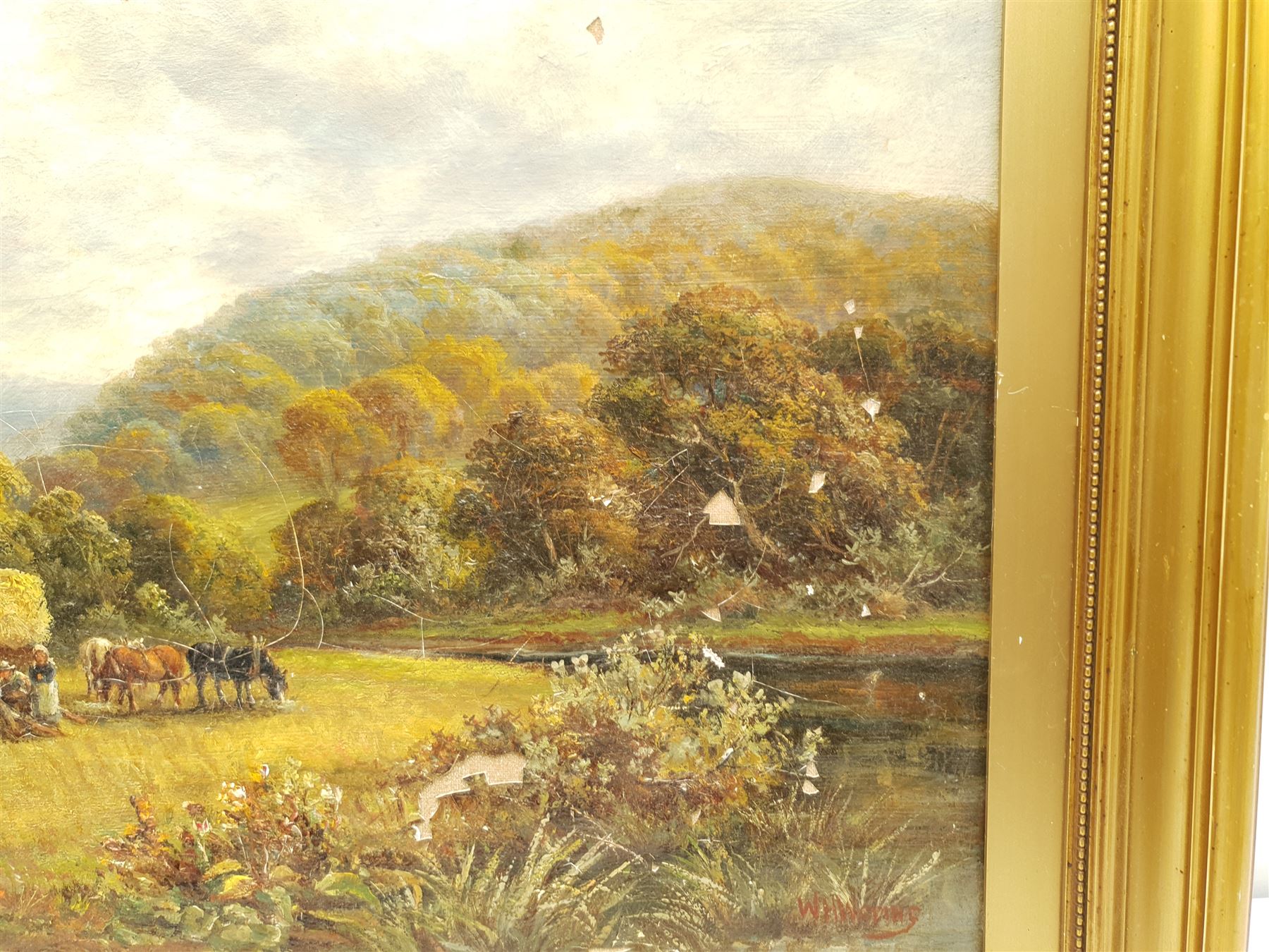 William Henry Waring (British 1886-1928): Harvesting, oil on canvas signed 35cm x 45cm