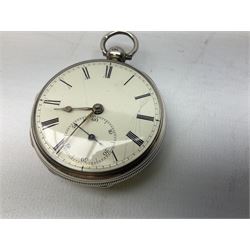William IV silver open faced key wound pocket watch by T Cox Savory 47 Cornhill London, case hallmarked London 1836, with later key