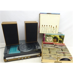  Ferguson Studio 7 record player, with a pair of speakers and a collection of vinyl LP's and singles including, various Cliff Richard, Diana Ross, Motown and other music  
