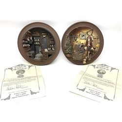 Two Terry Pratchett Discworld limited edition sculptured bas-reliefs, designed by Clarecraft, comprising Death Study created by 'the cunning artificer, Bernard the stout', 132/500 and The Hogfather, created by 'the cunning artificer, Bernard the stout', 132/500, both with certificates of authenticity.   