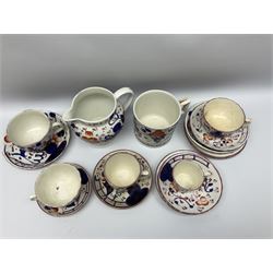 Group of Gaudy Welsh type ceramics, to include various teacups and saucers, jug, and mug, in one box 