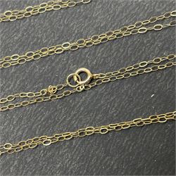 9ct gold jewellery, including gate bracelet, cross pendant, hoop earrings, two chain necklaces and a sapphire pendant necklace