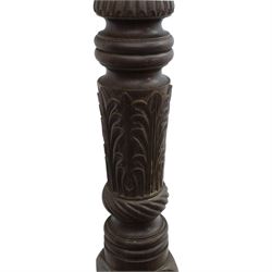 19th century and later mahogany four poster bed frame, featuring two spiral columns carved with acanthus leaves, complete with fittings