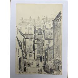 Jack Rigg (British 1927-2023): 'Laurel Inn Pub' - Robin Hood's Bay, pencil sketch signed titled and dated 1960, 25cm x 16cm (unframed)