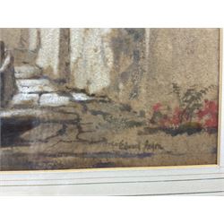 Edward (Arden) Tucker Jnr (British 1847-1910): 'Flag Street Hawkshead' near Ambleside, watercolour heightened in white signed, original title label verso 18cm x 24cm