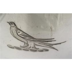  Victorian silver goblet by Walter Morisse London 1851 etched with a bird and a silver champagne by Carr's of Sheffield 2004 approx 10oz  