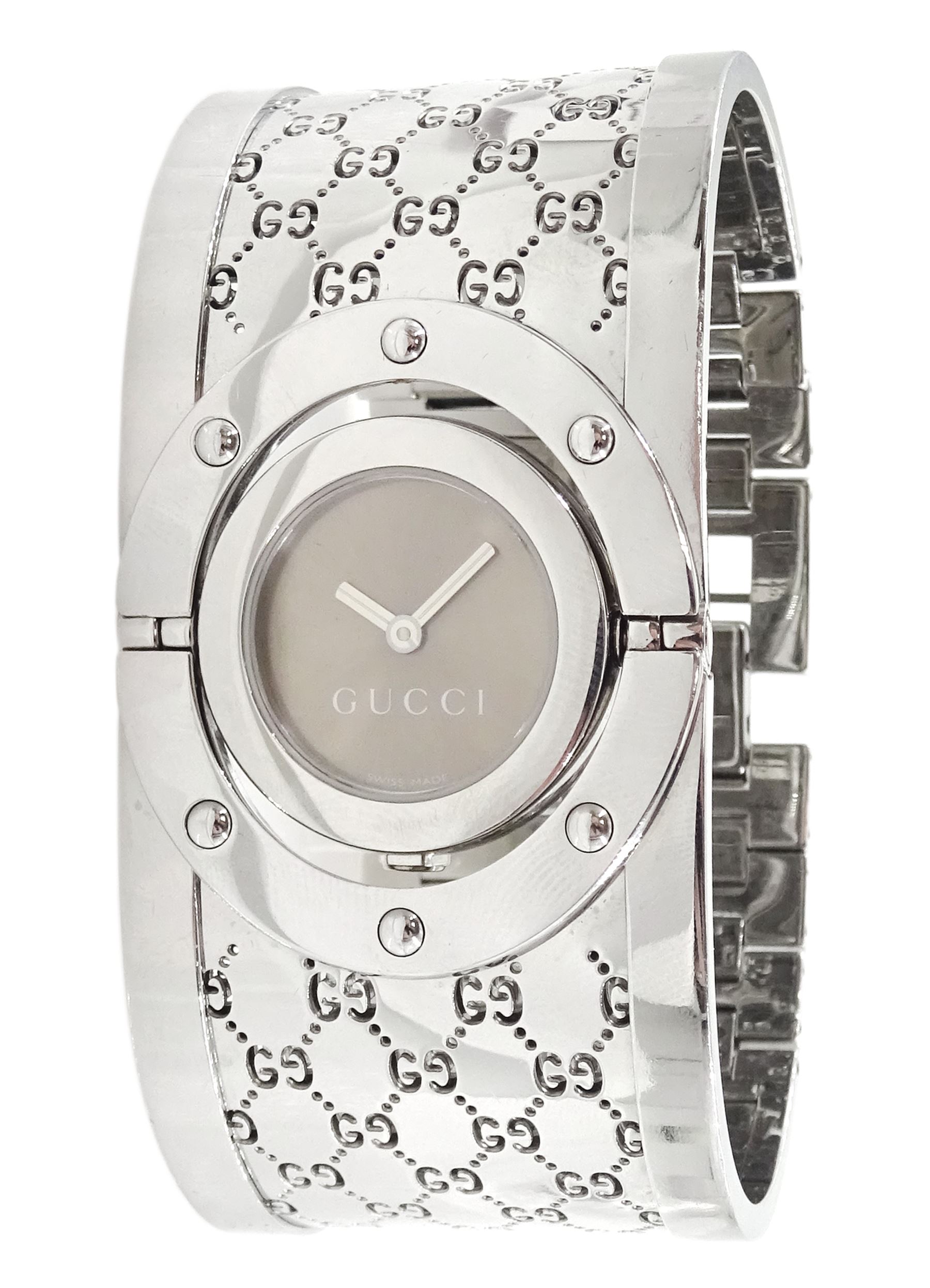 Gucci twirl ladies stainless steel quartz wristwatch, Ref. YA112, boxed with papers