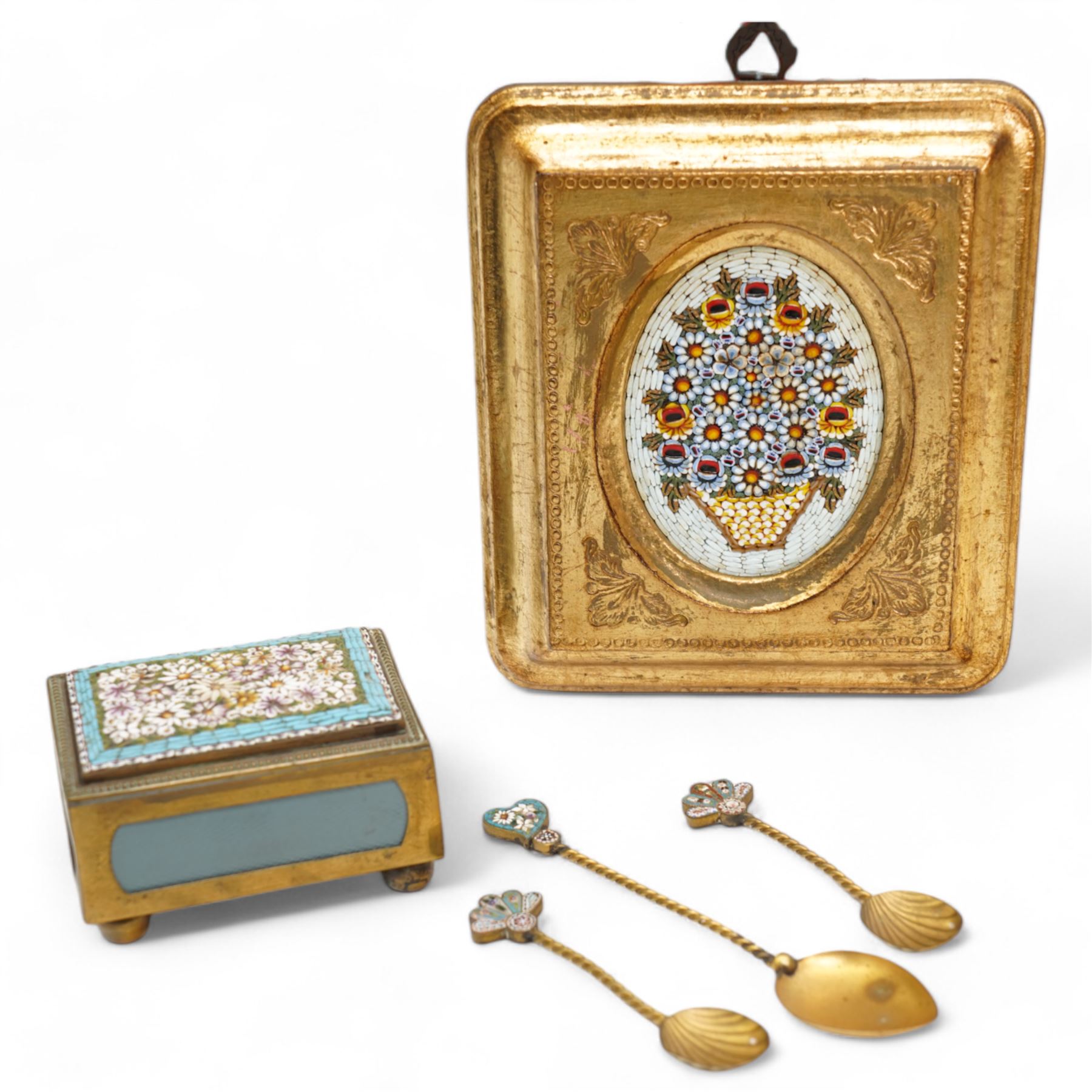 STONE  旧タグ Made in Italy / W31 Early 20th century Italian micro mosaic items | Wood, Metal