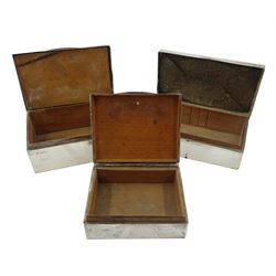Three hallmarked silver table cigarette/cigar boxes, all hallmarked