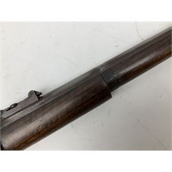 19th century D. & J. Fraser Edinburgh .577 Snider action gun, the 94cm barrel with three-groove rifling, three barrel bands and maker's name to top, full walnut stock with brass fittings, trigger guard inscribed J.D.M.,  L141cm