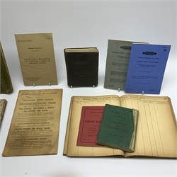  Manchester, Sheffield and Lincolnshire Railway - manuscript Waybill Counterfoil Book, Parcel Delivery Book and Working Timetable of Excursion and Special Trains, all dated 1894, and 1877 manuscript circular regarding Season Excursion Tickets with charges verso, LNER Telegram Code Book 1939 and six BR publications  