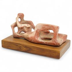 After Henry Moore (British 1898-1986): 'Reclining Figure', terracotta maquette sculpture, ...