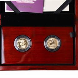 The Royal Mint United Kingdom 2026 'The Sovereign' two coin gold proof set, one with reverse frosted finish, from an edition of 300, cased and boxed with certificate
