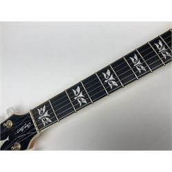 Ibanez George Benson 40th Anniversary arch top semi-acoustic guitar with floating pick-ups and mother-of-pearl inlay; model no.GB40THII serial no.S16120480; L104.5cm; in Ibanez hard carrying case with manual