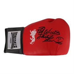 Lonsdale boxing glove, signed by Frank Bruno in black marker pen, in presentation box with certificate of authenticity from Exclusive Memorabilia