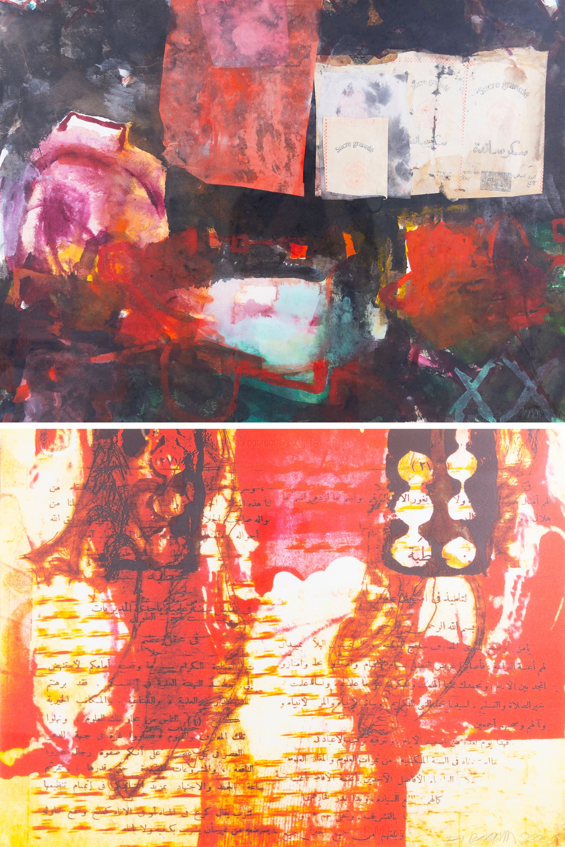 Continental School (20th Century): Abstract Collages, one mixed media and one photographic print each indistinctly signed in pencil and dated '98 and 2000, 57cm x 76cm (2)
