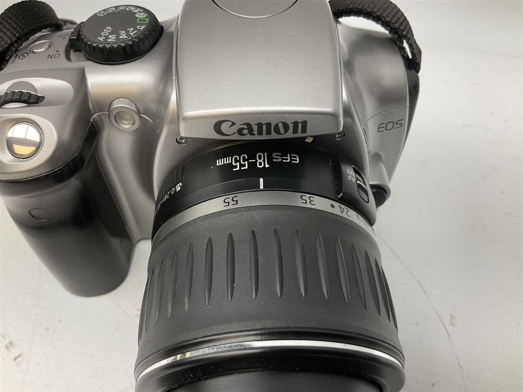 Canon EOS 300D Digital SLR in silver, with Canon 'Zoom Lens EF-S18-55mm 1:3.5-5.6', with soft shell bag and instruction manual