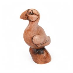 Two Border Fine Arts Gallery Of Modern Art sculptures, modelled as Puffin RW001A and Owl RW002A