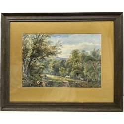 William Henry Vernon (British 1820-1909): Cattle in the Forest, watercolour signed 32cm x 46cm