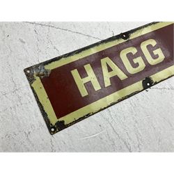 Enamel railway sign, Hagg Lane Crossing (Hemingbrough) together with  B.R. Look-Out armband, sign L150cm