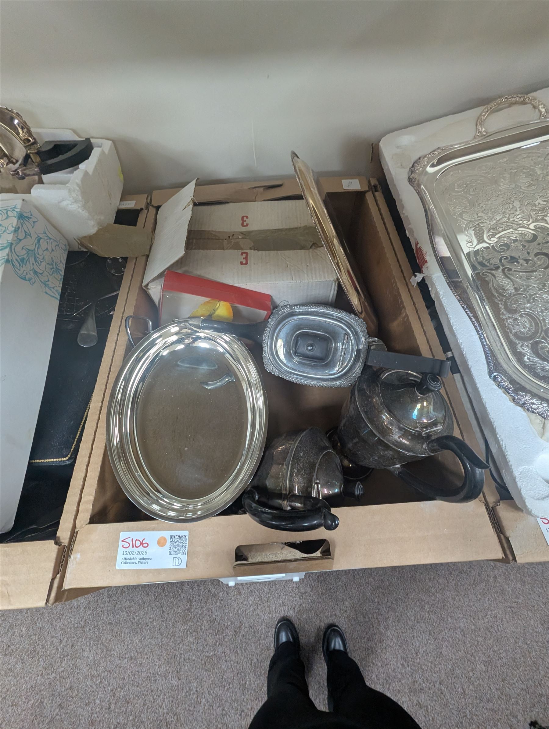 Large collection of silver plated items, including teapot, twin handled tray, cruet set and other metal ware etc