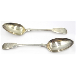 Pair of Georgian silver fiddle pattern tablespoons by Joseph & Albert Savory London 1836 approx 5oz  