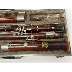 Schreiber & Sohne four-piece bassoon, serial no.9614; in fitted case with two crooks.