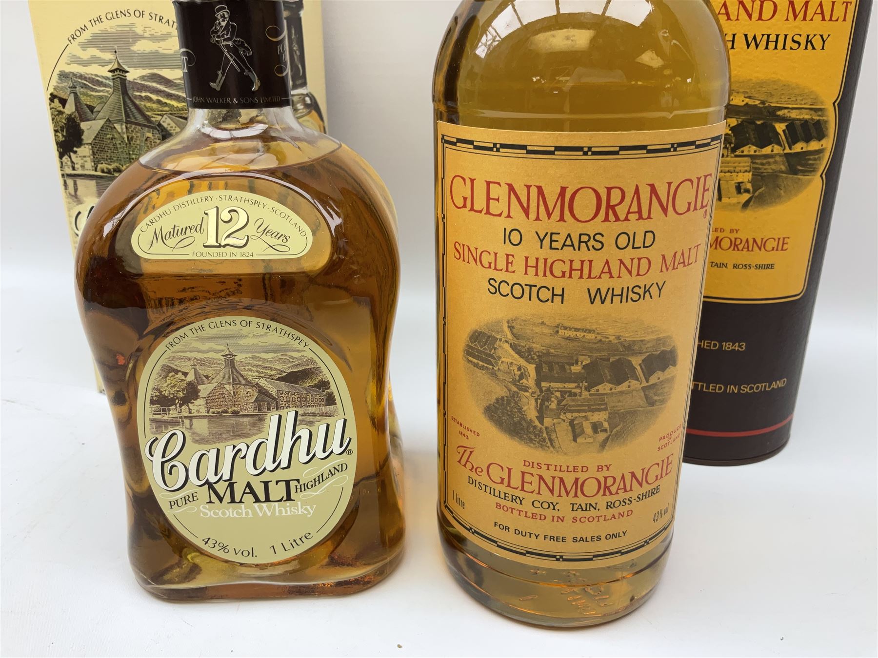 Mixed alcohol to include Glenmorangie 10 years old single Scotch whisky, Cardhu 12 year old Malt whisky, Ferdinand Pieroth 1949 Gau-Odernheimer Petersberg Beerenauslese, etc various contents and proofs