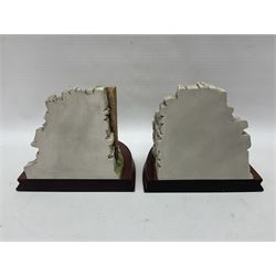 Pair of Border Fine Arts bookends '10 O'Clock Break' model No. L158 by Adrian Hughes, limited edition No. 763/1500, L37cm overall