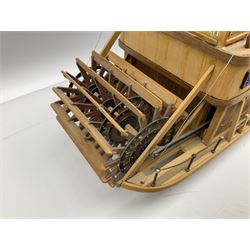 Hand built model of a river paddle steamer 'King of the Mississippi' and a sailing ship with three masts and unfurled sails, largest example H80cm, L101cm