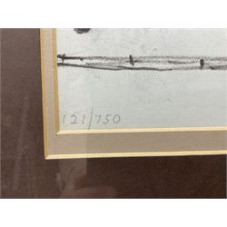 After Lawrence Stephen Lowry (British 1887-1976): 'On a Promenade', limited edition monochrome print numbered 121/750 in pencil signed and dated 1971 in the image, pub. Ainsworth (Bury) with certificate verso 28cm x 39cm 