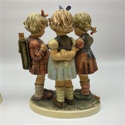 Large Hummel figure group by Goebel, School Girls, together with Hummel figure group, We Wish You The Best, tallest H23.5cm