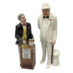Royal Doulton figures, Sir Winston Churchill HN3057 and The Auctioneer HN2988, both with printed mark beneath 