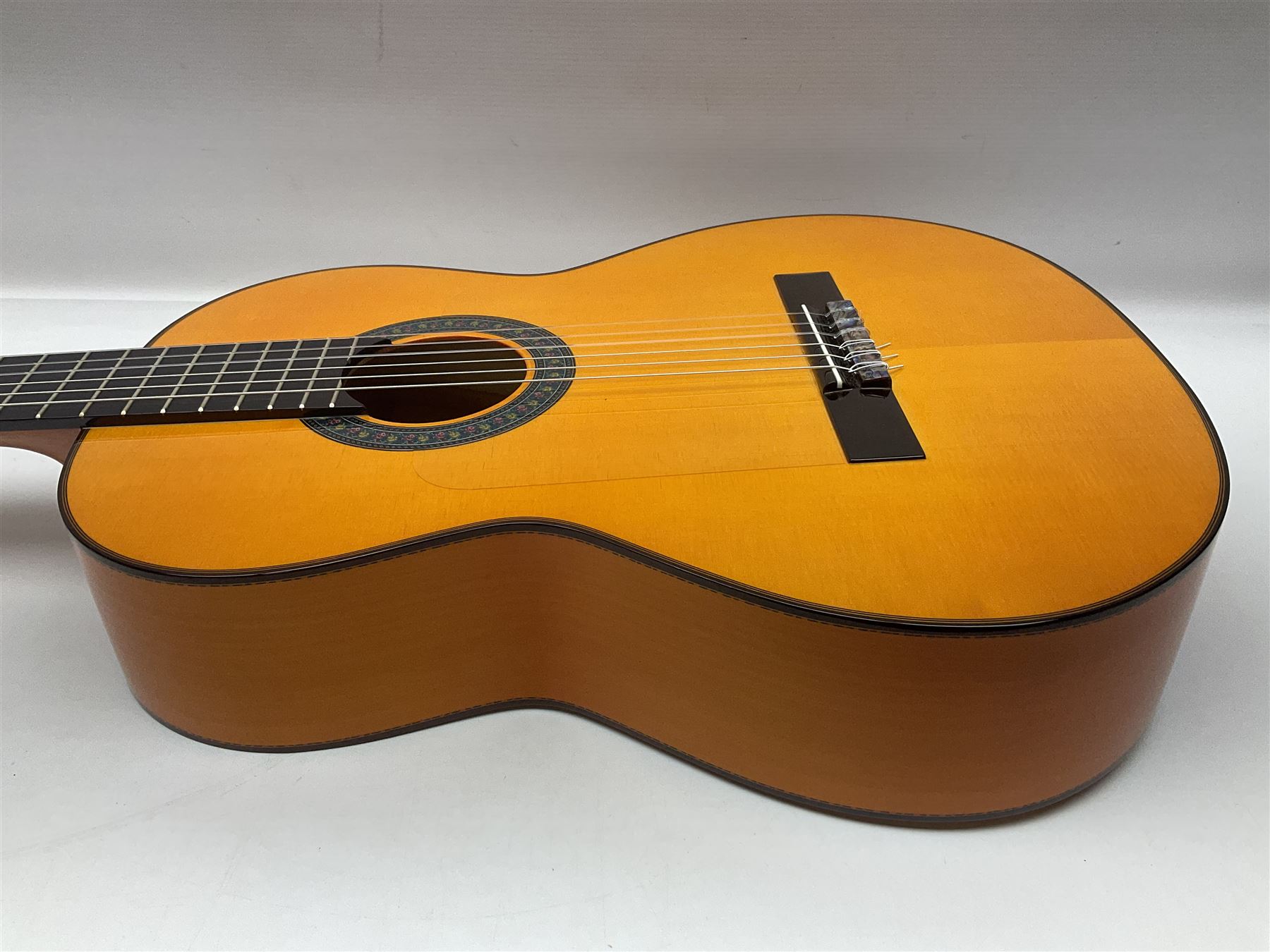 2019 A. Burguet Valencia hand made Flamenco guitar model IF-001 with spruce top and cypress wood back and sides; bears maker's label, L98cm; in original Burguet fitted hard carrying case
