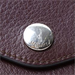 Mulberry - dark burgundy leather clutch pouch, the envelope flap with press-stud fastening and oversized silver-tone stud detailing to the corners, suede-lined interior, with original dust bag