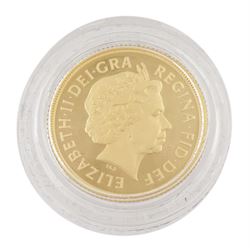 Queen Elizabeth II 2004 and 2005 gold proof full sovereign coins, forming the 'St George and The Dragon Gold Proof Sovereign Pair', housed in a Westminster case