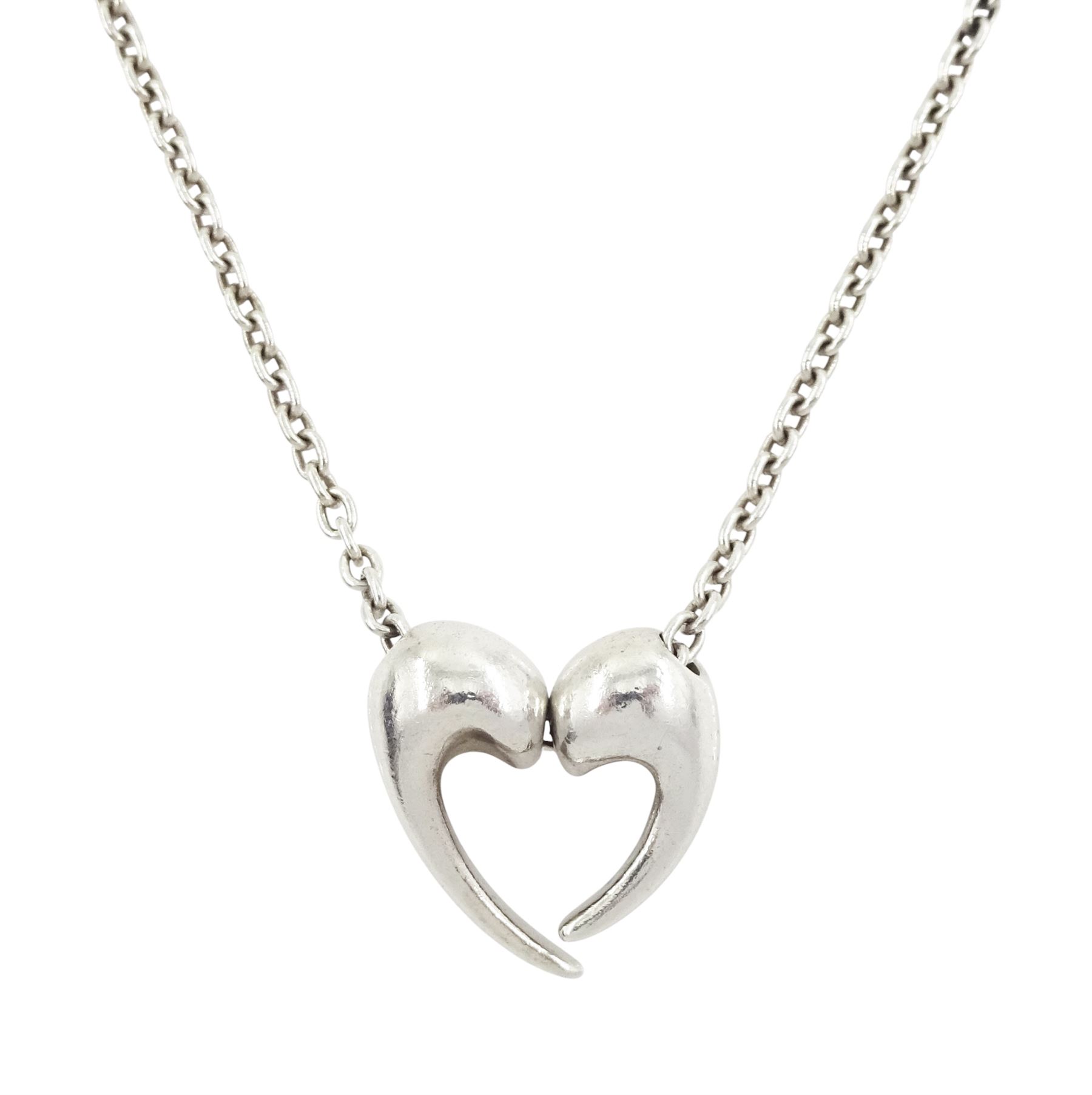 Georg Jensen silver heart pendant necklace, from 'Artist Pendant of the Year', designed by Minas Spiridis, London import mark 1996, boxed